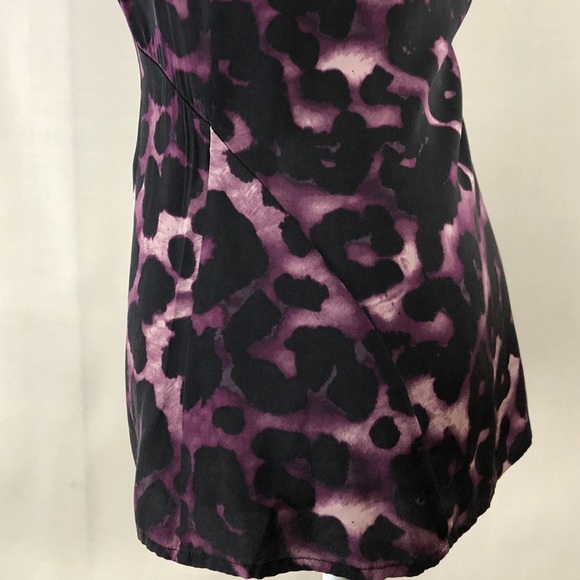 3/$20 Ann Taylor Purple Leopard Print Silk Top - Picture 4 of 6